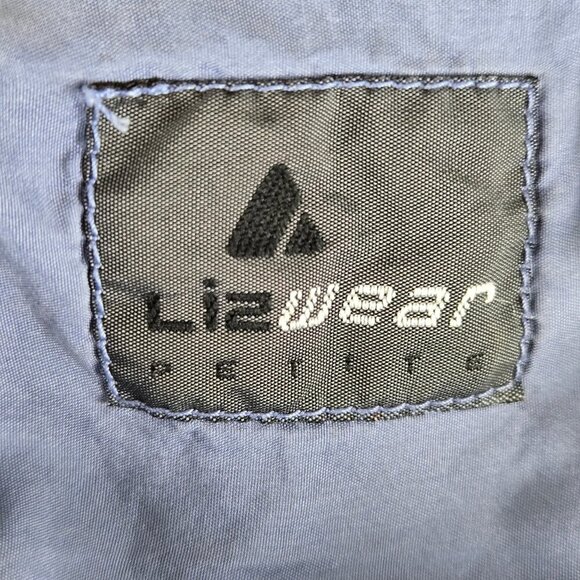 Liz Wear Petite Size Small Blue Button Front Shirt 100% Silk Round Neck Long Slv - Picture 9 of 13